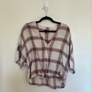 Paige Button Down Plaid Blouse